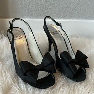 Stuart Weitzman Satin Bow Slingback Heels